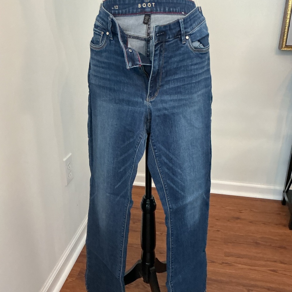 White House Black Market Women's Boot Cut Jeans - Classic Blue MID RISE